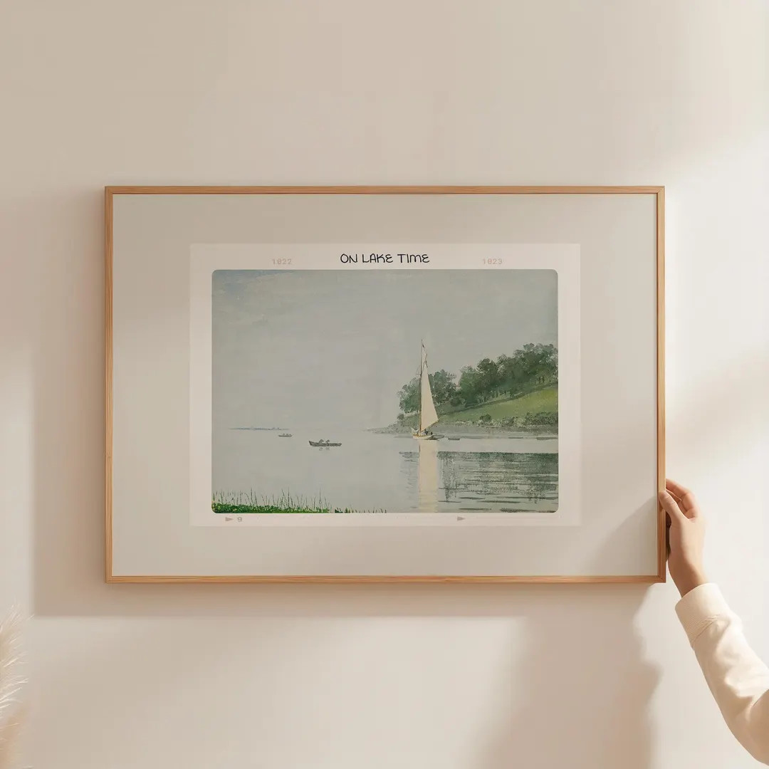 Vintage Coastal Lake Art Print, Sailboat Watercolor Painting, Printable Wall Art, Nautical Cottag... | Etsy (US)