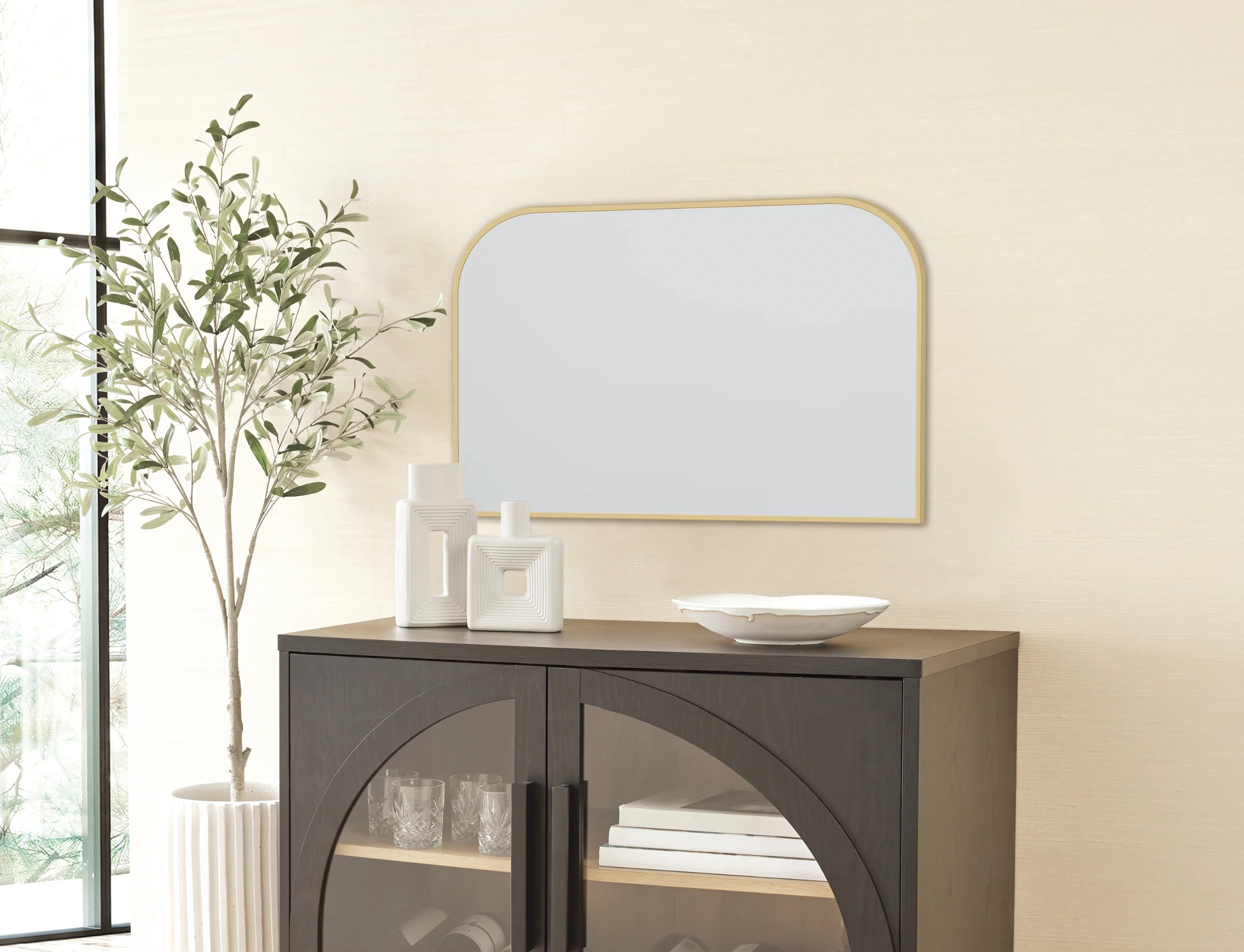 Mainstays 36"x24" Mantel Wall Mirror, Gold | Walmart (US)