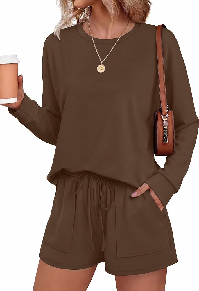 Ekouaer Women's Lounge Sets Pajamas 2026 Fall Long Sleeve Top&Shorts XS-XXL | Amazon (US)