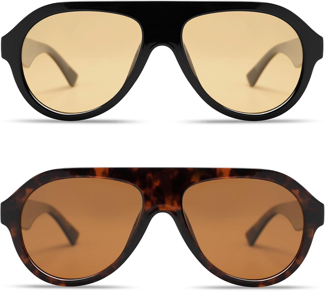 VANLINKER Retro Aviator Polarized Sunglasses for Men Women Trendy 70s Vintage Plastic Frame Sun G... | Amazon (US)