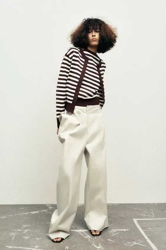 Striped cardigan with round neck and long sleeves. Front button closure. | Zara US