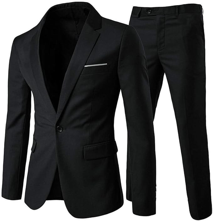Cloudstyle Men's 2-Piece Suits Slim Fit 1 Button Dress Suit Jacket Blazer & Pants Set | Amazon (US)