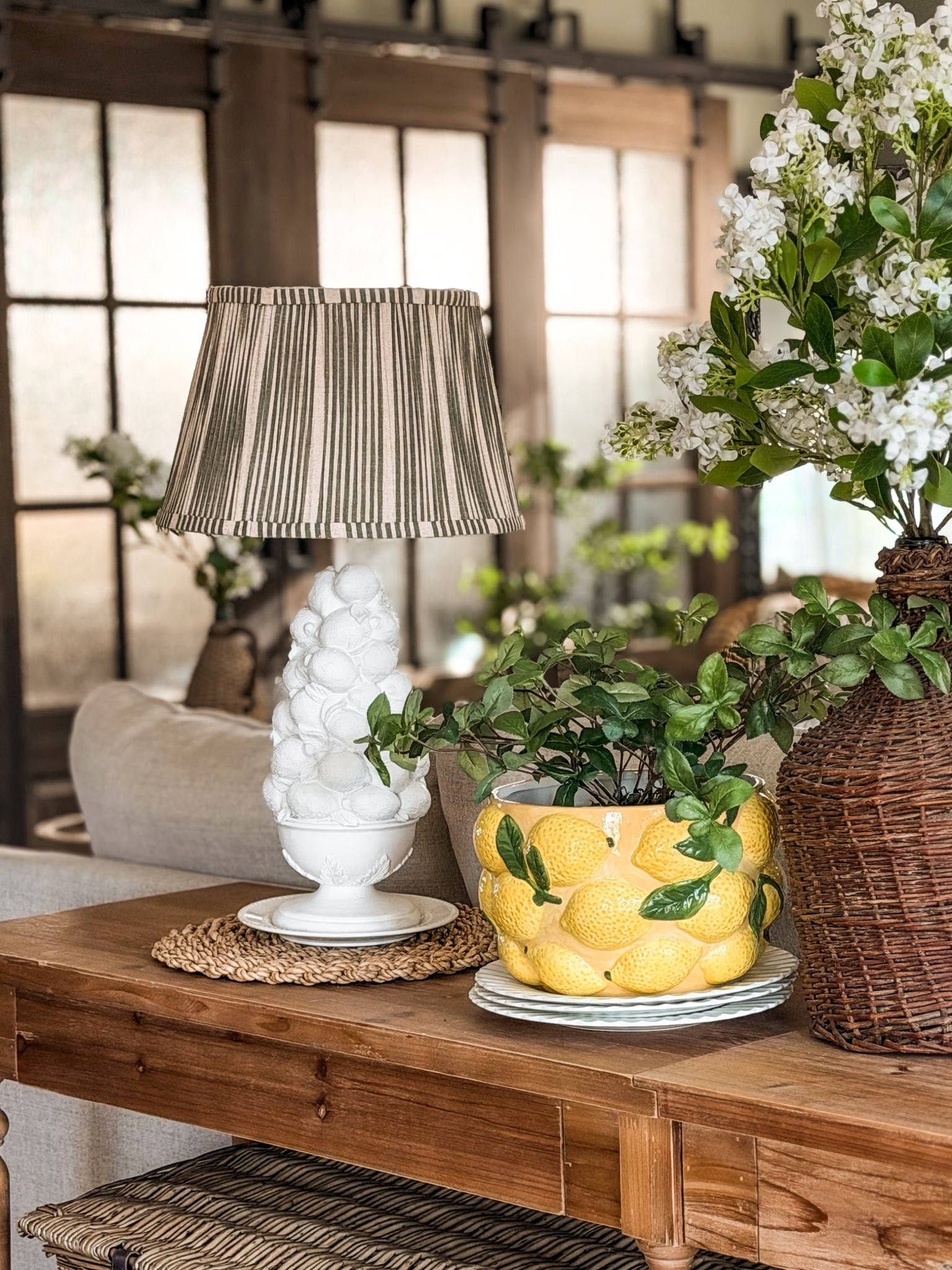 In love with this lamp & greenery! 

#LTKHome #LTKSeasonal