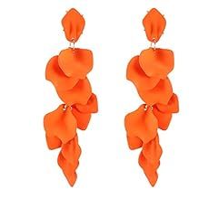 Long Acrylic Rose Petal Drop Dangle Earrings Bohemian Resin Flower Statement Earrings for Women Girl | Amazon (US)