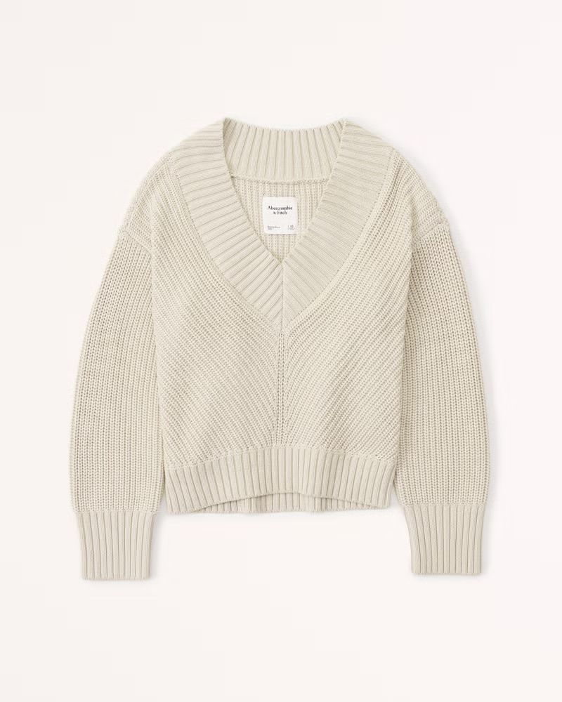 Wide V-Neck Relaxed Sweater | Abercrombie & Fitch (US)