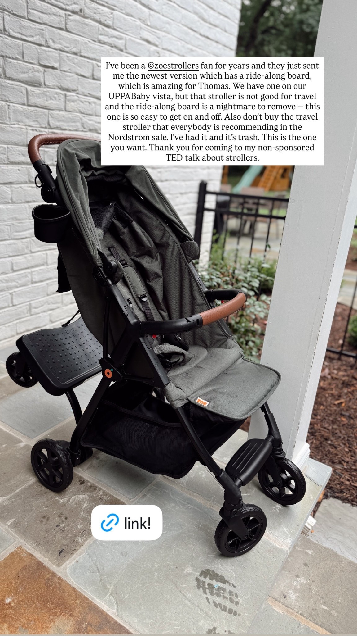 I’ve been a @zoestrollers fan for years and they just sent me the newest version which has a ride-along board, which is amazing for Thomas. We have one on our UPPABaby vista, but that stroller is not good for travel and the ride-along board is a nightmare to remove — this one is so easy to get on and off. Also don’t buy the travel stroller that everybody is recommending in the Nordstrom sale. I’ve had it and it’s trash. This is the one you want. Thank you for coming to my non-sponsored TED talk about strollers.