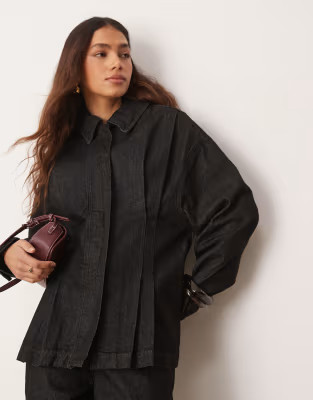 ASOS DESIGN cinched shirt co-ord in black | ASOS | ASOS (Global)