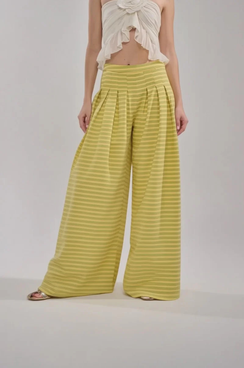 SILVER COAST YELLOW STRIPE TROUSER | AKIRA