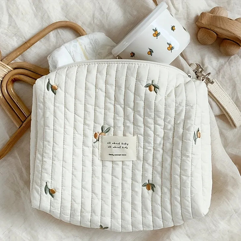 Baby Diaper Bag, Cotton Portable Zipper Embroidery Baby Nappy Caddy Organizer, Reusable Stroller ... | Temu Affiliate Program
