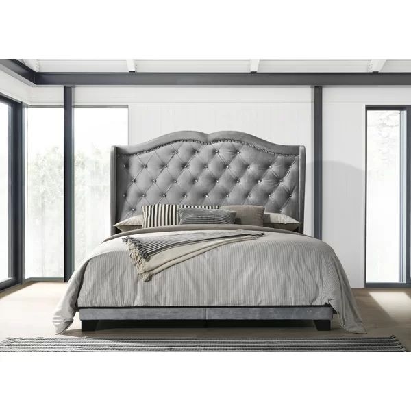 Full Gray Yusuf Upholstered Standard Bed | Wayfair North America