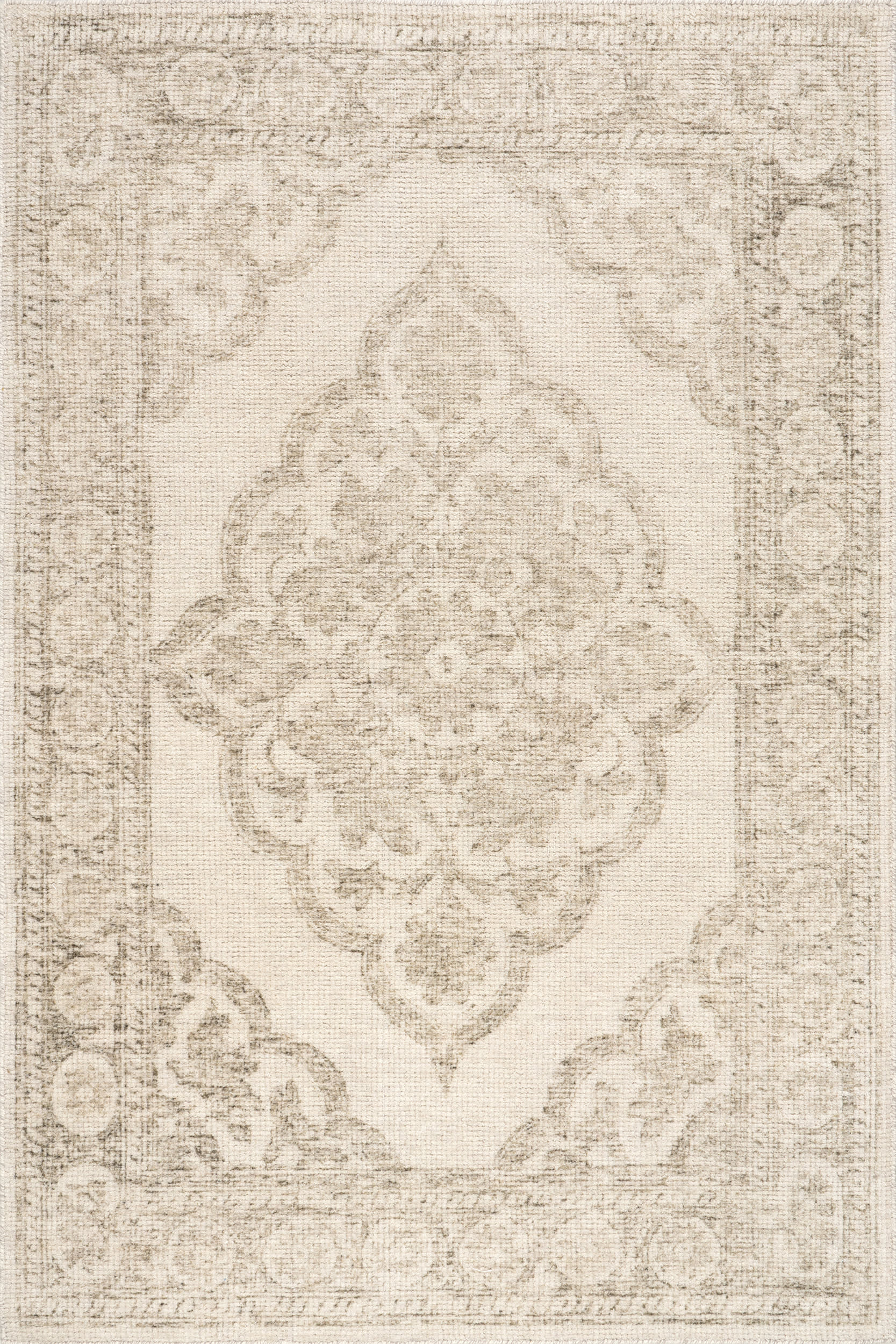 Beige Istanbul Hand Tufted Ornate Border Wool-Blend 8' 6" x 11' 6" rug | Rugs USA