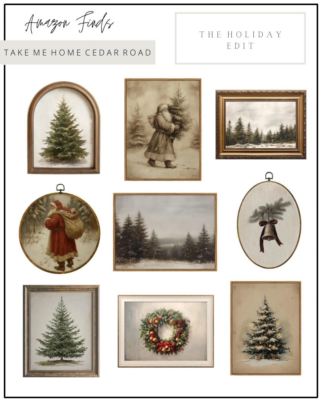 I am OBSESSED with all of these beautiful holiday winter art finds on Amazon!!! They are all SO GOOD! ordered a few to see in person. Love them all

Winter art, Christmas art, Christmas vintage art, vintage Santa, winter landscape art, Christmas decor 

#LTKSaleAlert #LTKHome #LTKSeasonal