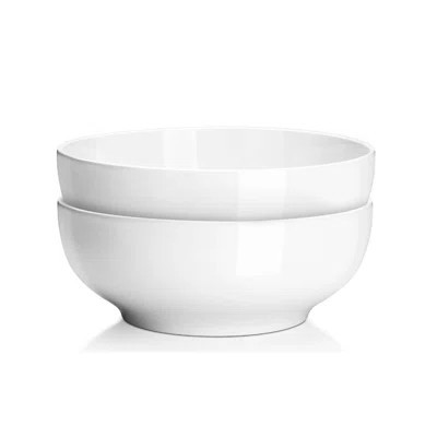 9.5" White Ceramic Serving Bowl Set of 2 | Wayfair North America
