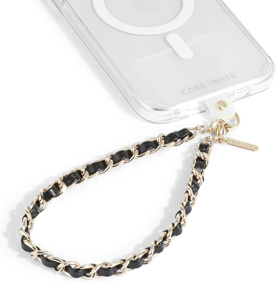 Case-Mate Phone Charm with Gold Chain Black Leather - Detachable Phone Lanyard, Hands-Free Wrist ... | Amazon (US)
