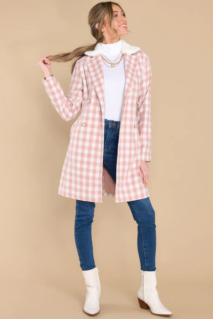 It's A Look Light Pink Plaid Coat | Red Dress 
