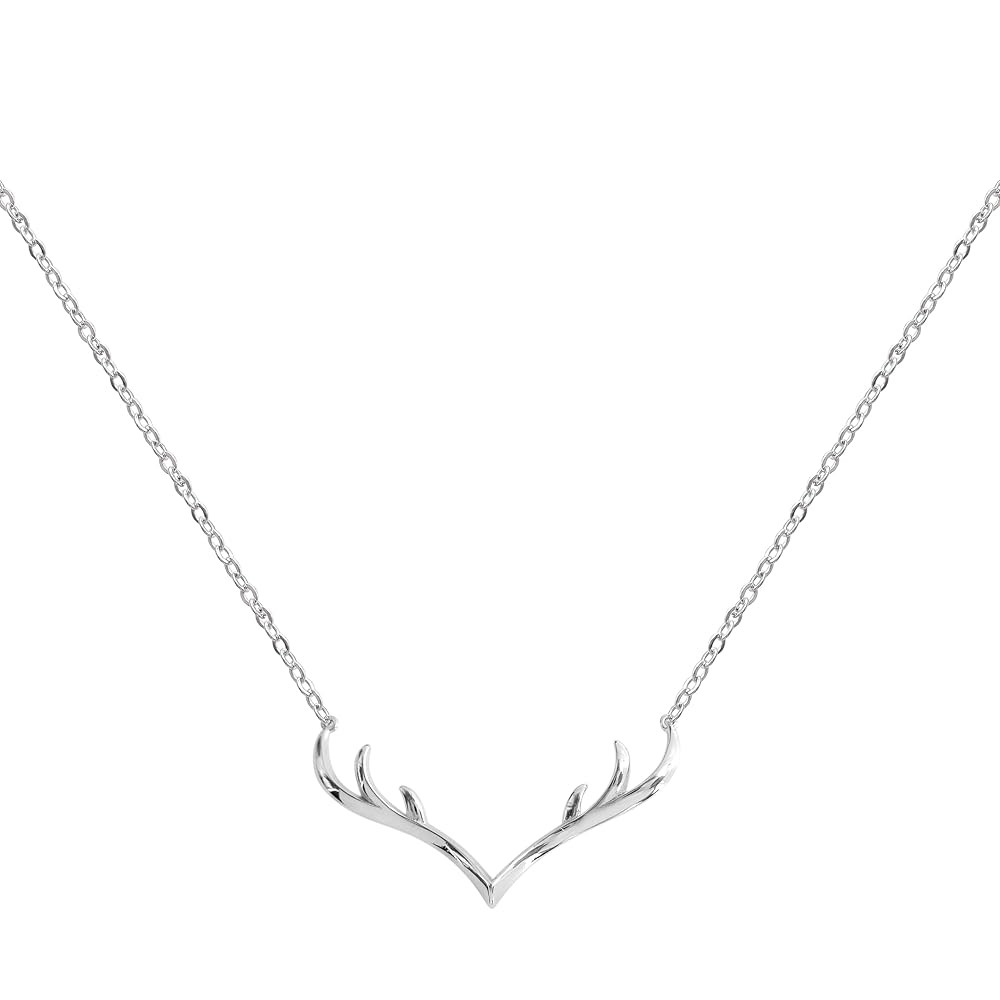 Hiqmic 925 Sterling Silver Cute Deer Antler Pendant Necklace White Gold Plated Fashion Jewelry Gi... | Amazon (CA)