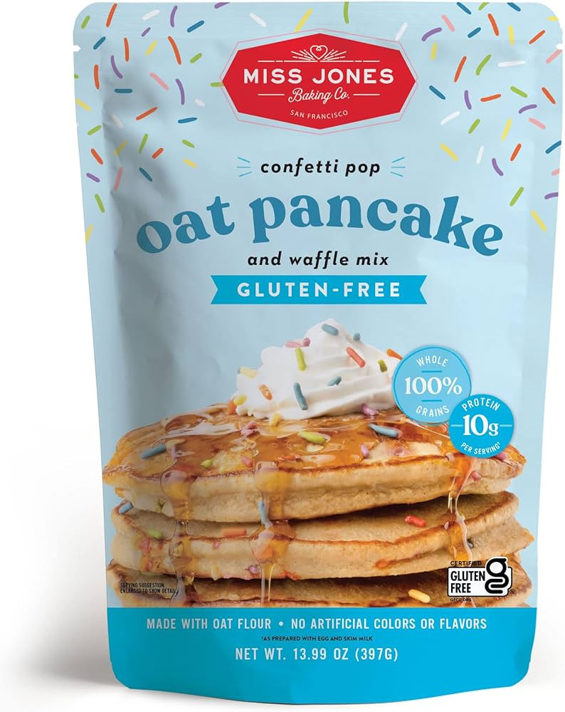 Miss Jones Baking Confetti Pop Oat Pancake and Waffle Mix - Made with Oat Flour, Gluten Free, 10g... | Amazon (US)