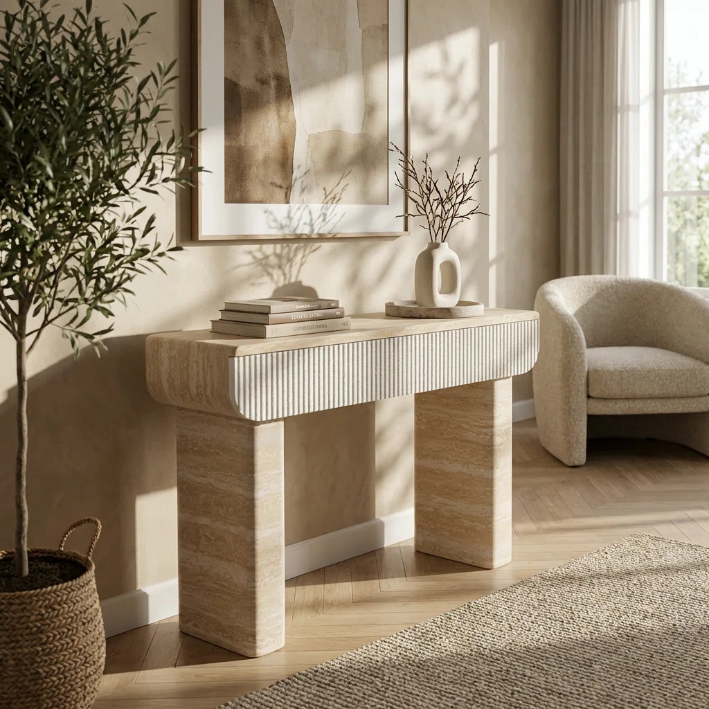 Modern Fluted Console Table with Oversized Hidden Drawers | Wayfair North America