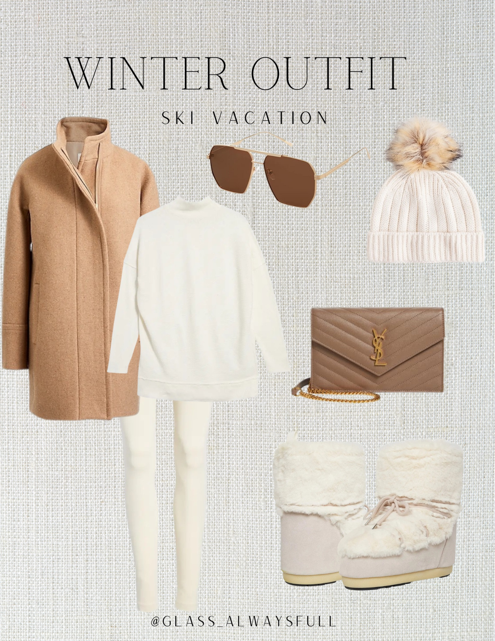 Winter outfit, ski vacation outfit, wool coat: I wear size 0, winter white outfit, winter vacation, city coat, neutral leggings, ivory leggings, cream leggings, sunglasses, carhartt beanie, snow boots, moon boots, vacation outfit. Callie Glass @glass_alwaysfull


#LTKSeasonal #LTKshoecrush #LTKFind