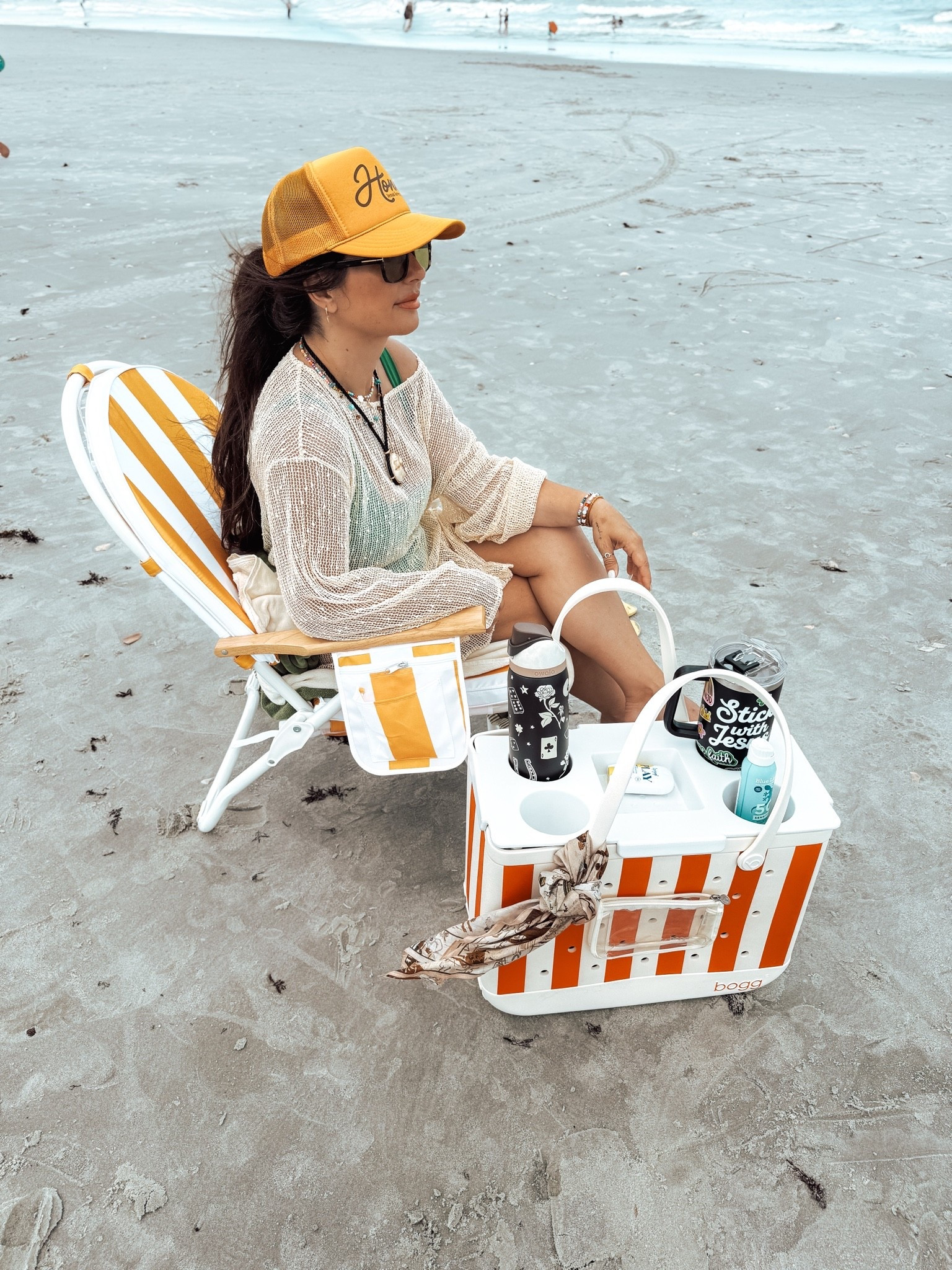 Beach vacation summer trip  favorites all right here. Love this chair it has a cushion!! So comfy for sitting all day! Also wearing my @Fabletics swimsuit!! So so good!! Annnnd the Boggs bag table insert is an instant add to cart must have!!

#LTKTravel #LTKSwim #LTKSeasonal