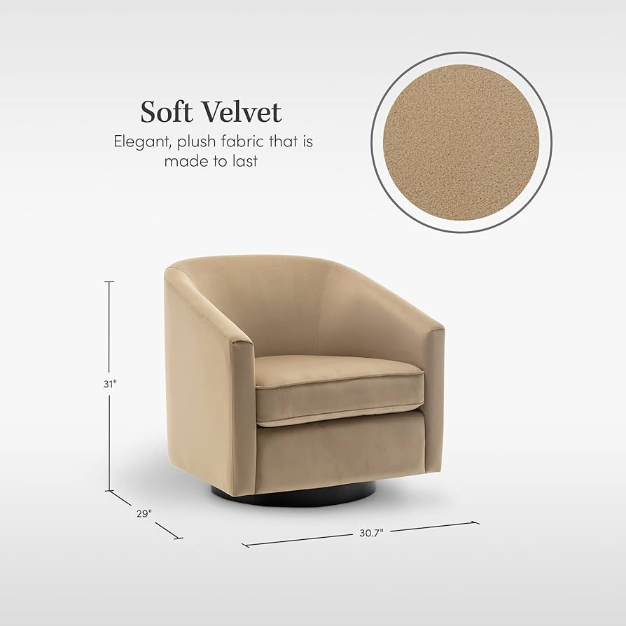 eLuxurySupply Swivel Accent Chair - Traditional Barrel Upholstered Armchair with Swivel Base - Pr... | Amazon (US)