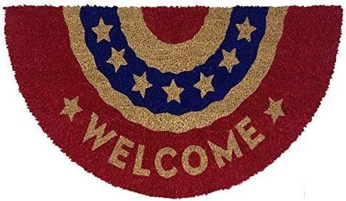 Patriotic Bunting Coir Doormat Natural Fiber Red White & Blue Outdoor 18" x 30" | Amazon (US)