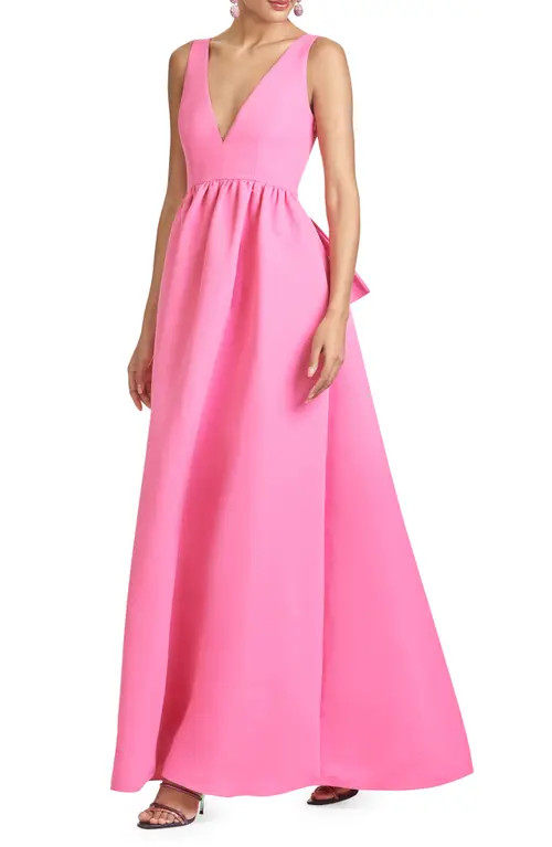 Sachin & Babi Katrina Bow Back A-Line Gown in Shocking Pink at Nordstrom, Size 0 | Nordstrom