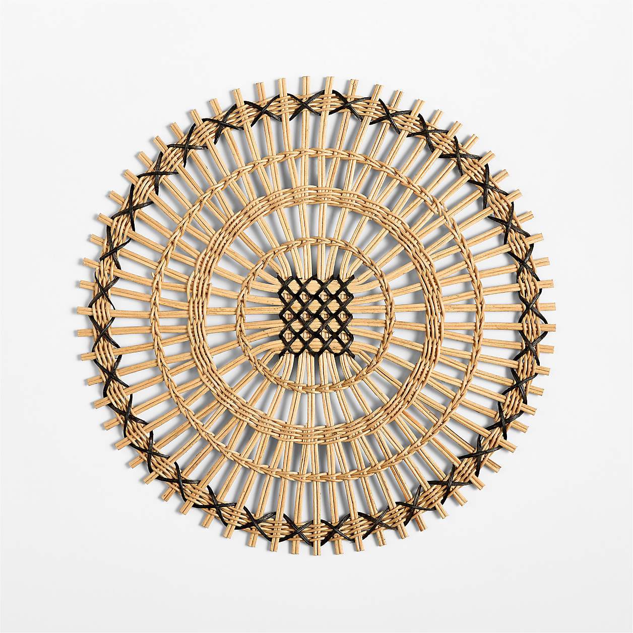 Amira Black Radial Rattan Placemat + Reviews | Crate & Barrel | Crate & Barrel