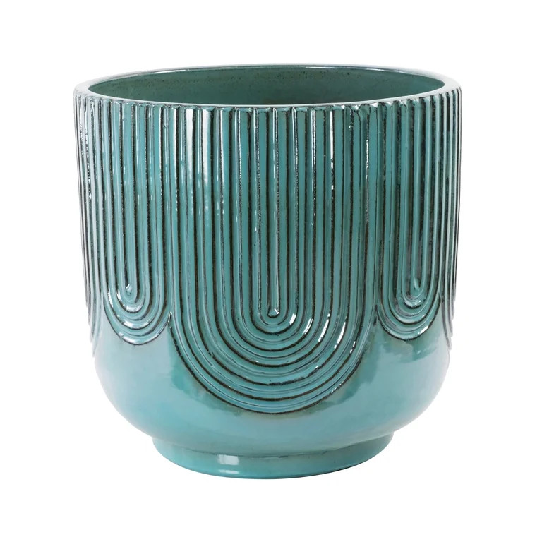 Beautiful 16" Soft Teal Pill Debossed Ceramic Planter by Drew Barrymore | Walmart (US)