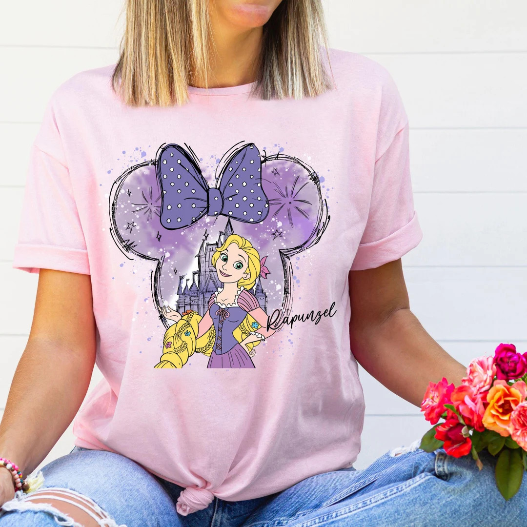 Disney Rapunzel Tee, Disney Castle, Watercolor, Disney Princess Rapunzel, Minnie Mouse Head Theme... | Etsy (US)