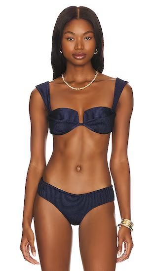 Robust Structured Bikini Top in Ribbed Navy Blue | Revolve Clothing (Global)