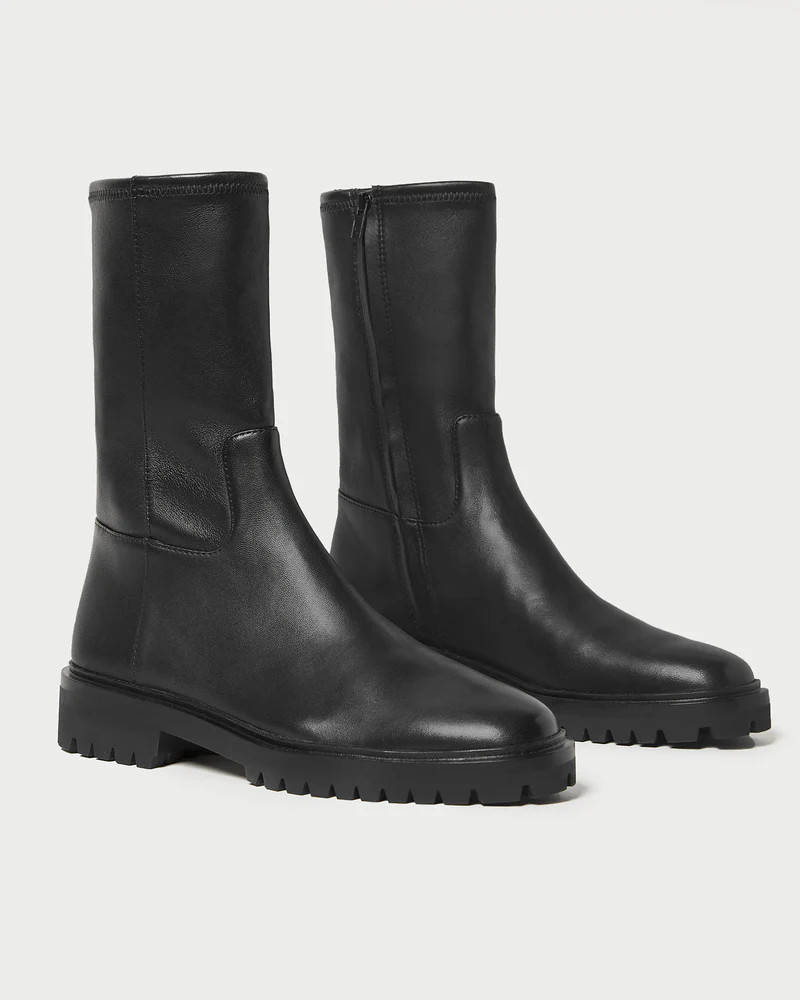 Danny Black Leather Lug Boot | Loeffler Randall