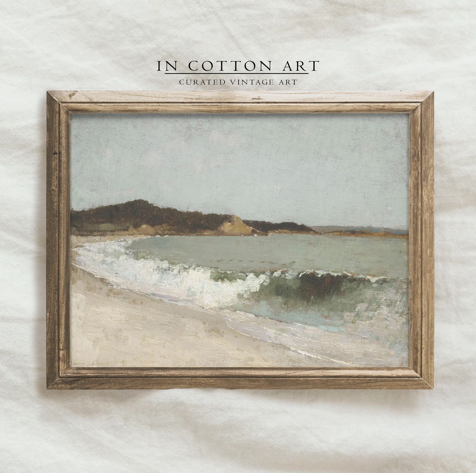 Muted Neutral Beach Art Print / Vintage Seascape Scenery Painting / Neutral Coastal Printable | Etsy (US)