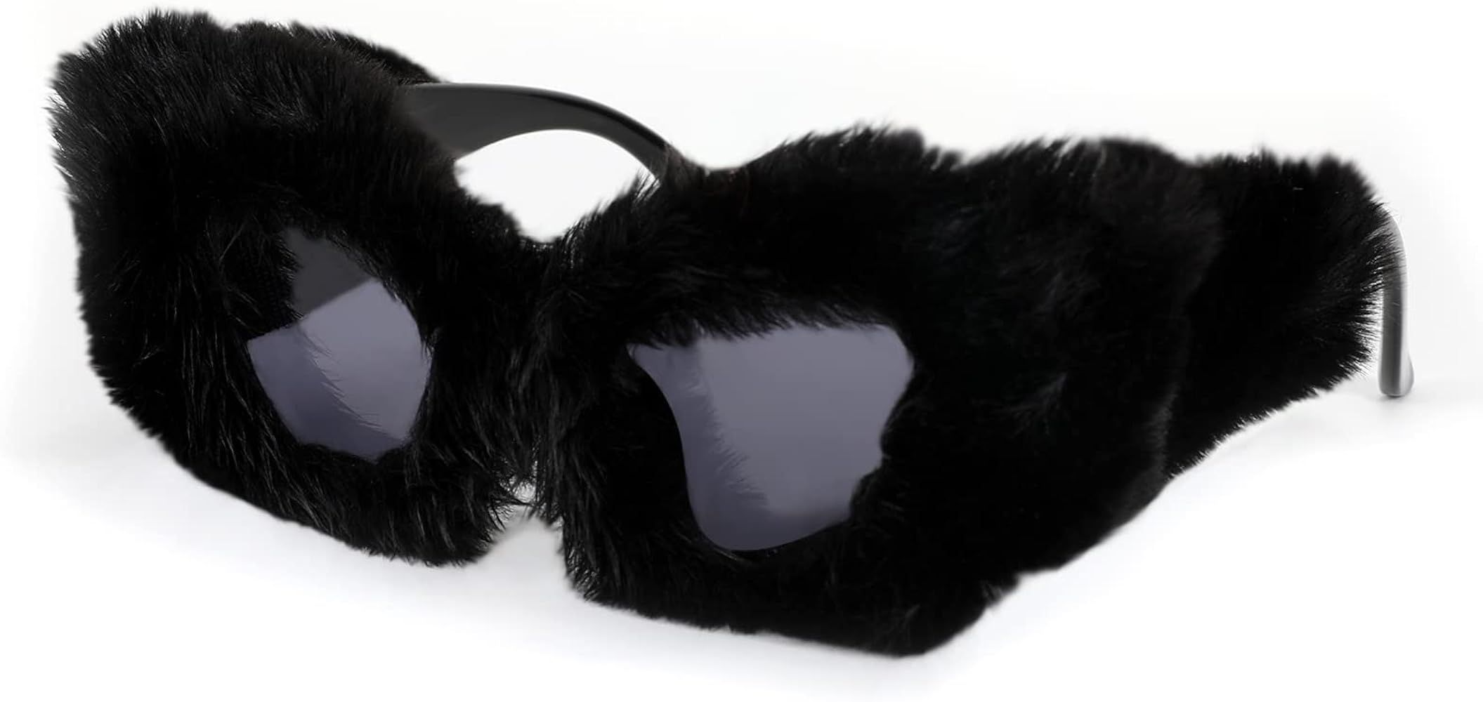 FEISEDY Women Plush Fuzzy Cat Eye Sunglasses Punk Soft Velvet Shades Ladies Handmade Party Masque... | Amazon (US)