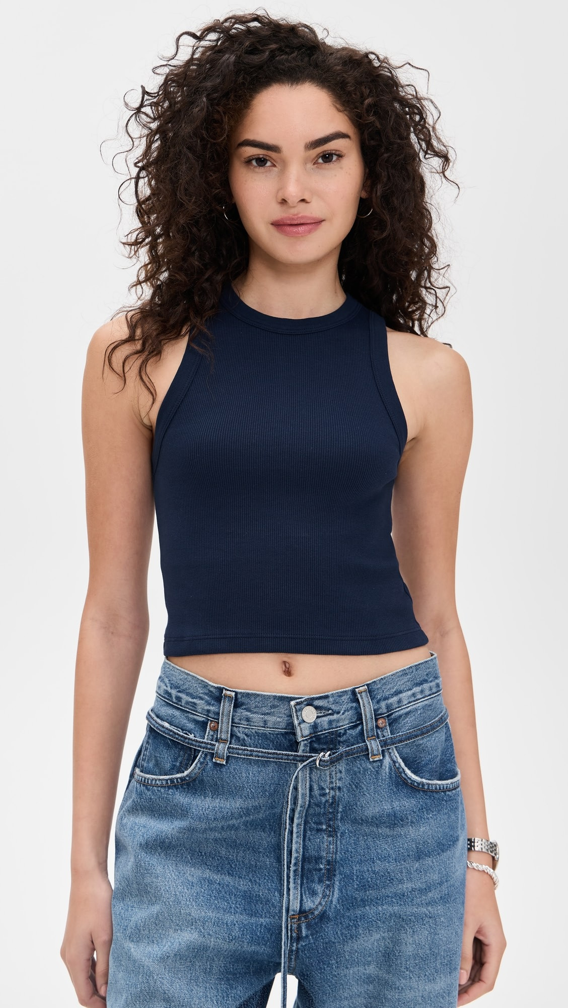 Sold Out NYC The Cropped Not So Basic Tank in Navy | Shopbop | Shopbop