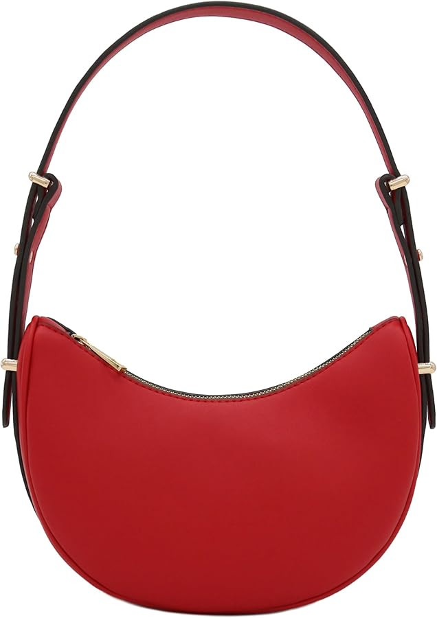 Small Crescent Smooth Faux Leather Underarm Shoulder Bag | Amazon (US)