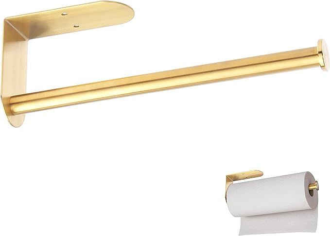 Gold Paper Towel Holder, OBODING, Self Adhesive or Drilling, Under Cabinet Paper Towel Holder Wal... | Amazon (US)