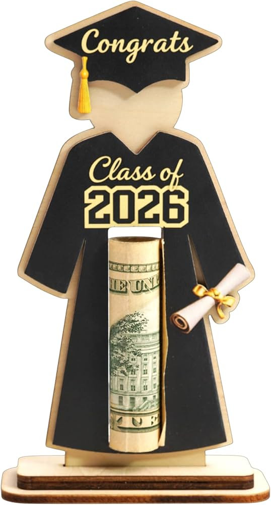 Graduation Money Holder 2026, Class of 2026 Cash Gift Holder, Black Wooden Graduation Gift Card H... | Amazon (US)