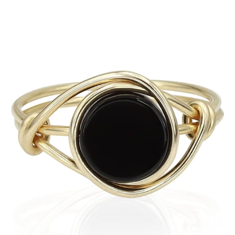 Black Onyx Ring for Women - Unique Handmade Gold Filled Emphasizing the Stylish and Versatile Nat... | Amazon (US)