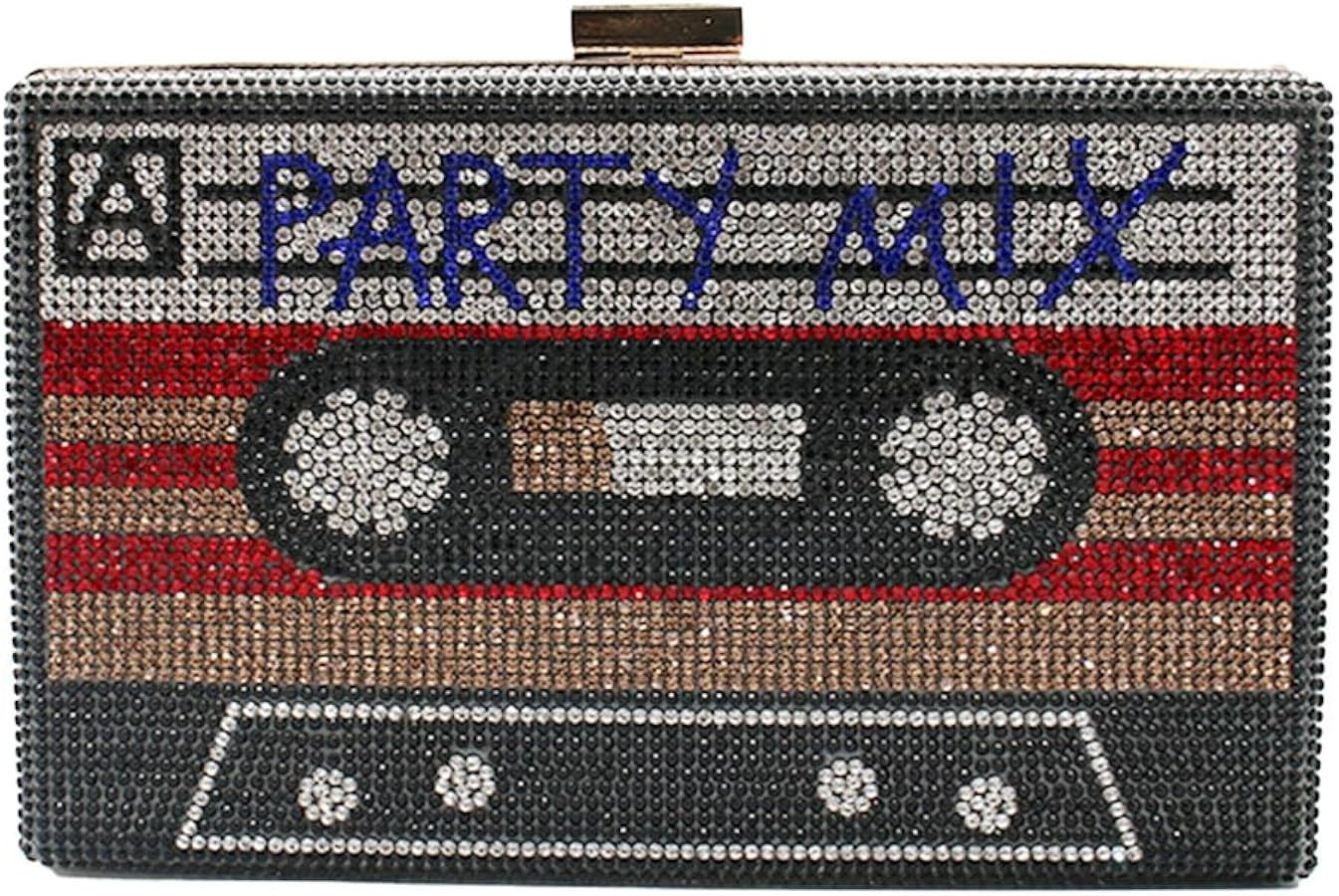 Women Retro Radio Tape-shape Rhinestone Clutch Purse Vintage Crystal Evening Handbag Party Cockta... | Amazon (US)