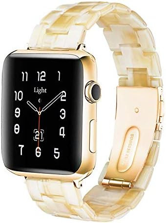 Light Apple Watch Band - Fashion Resin iWatch Band Bracelet Compatible with Copper Stainless Stee... | Amazon (US)