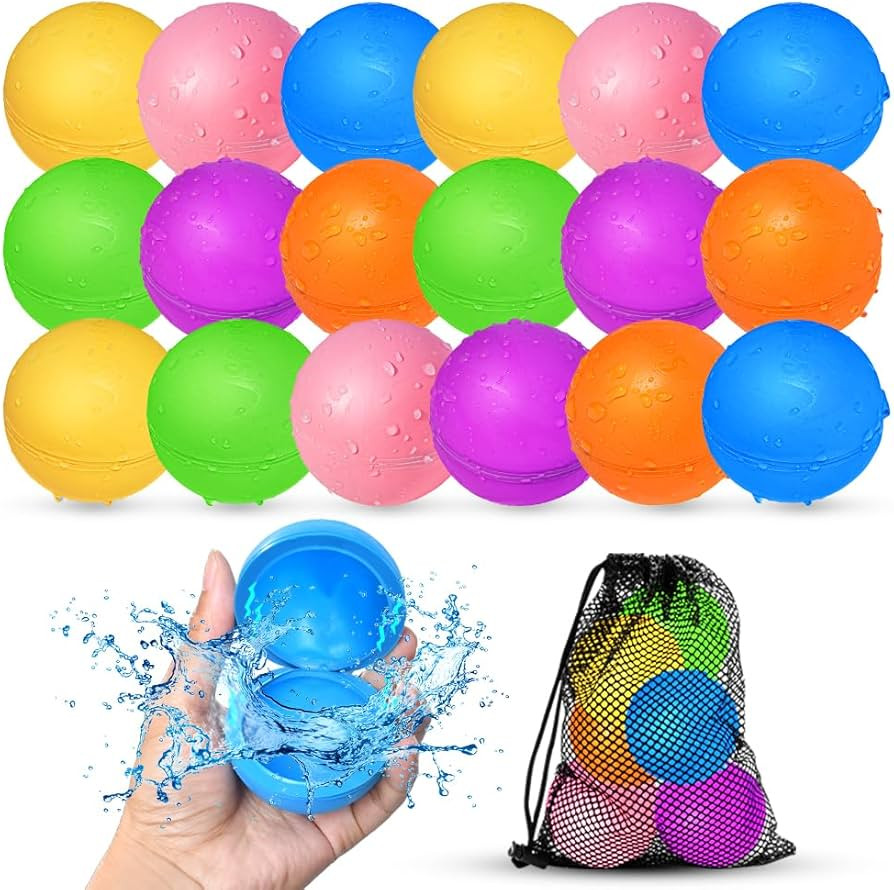 18Pcs Reusable Water Balloons for Kids, Pool Beach Water Toys for Boys and Girls, Outdoor Summer ... | Amazon (US)