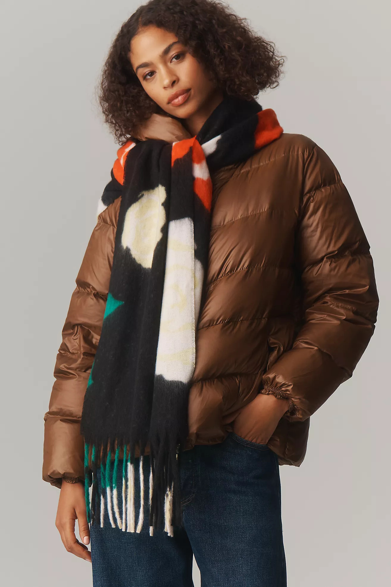 By Anthropologie Floral Brushed Fringe Scarf | Anthropologie (US)