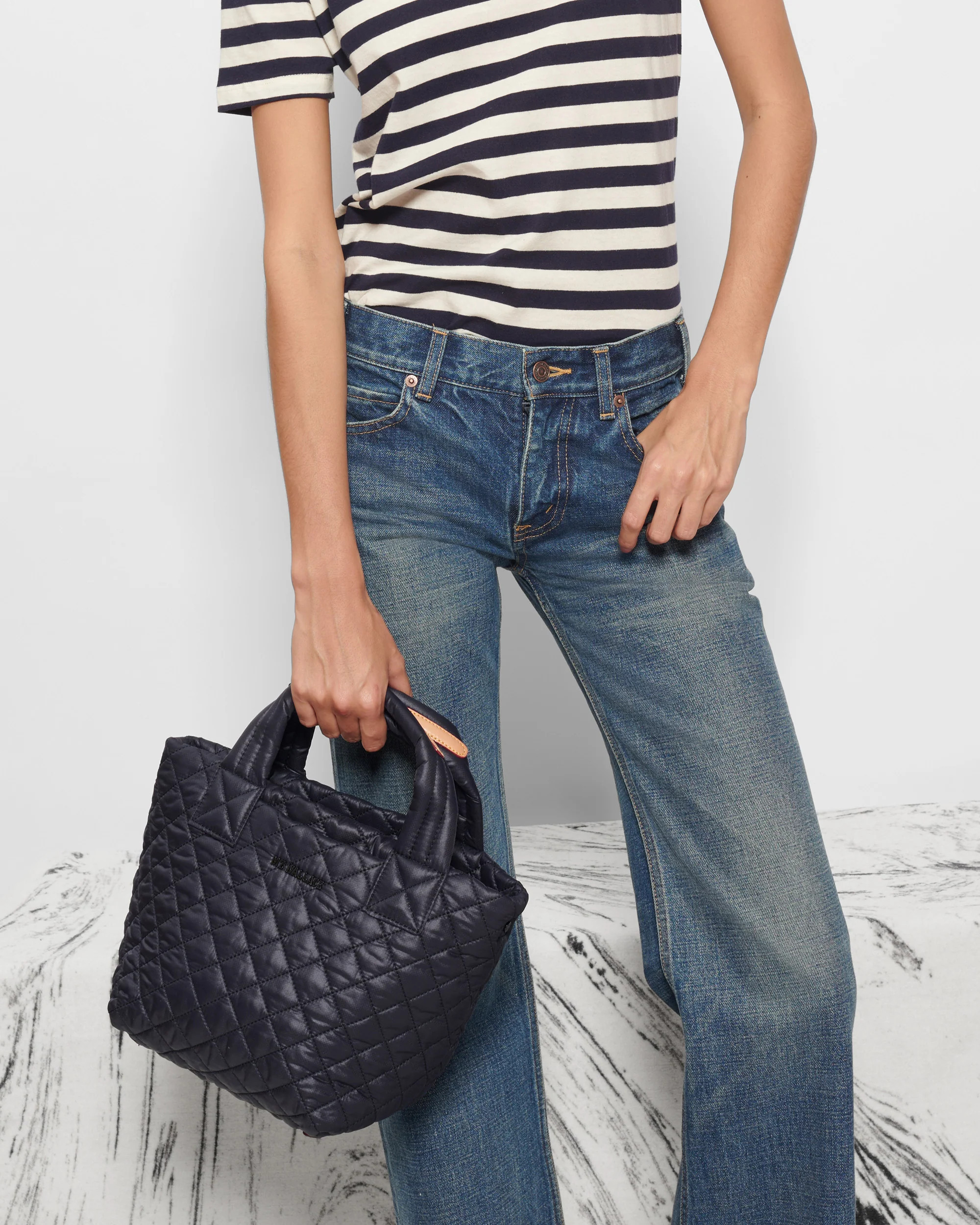Mini Metro Tote Deluxe Quilted Handbag in Black | MZ Wallace | MZ Wallace