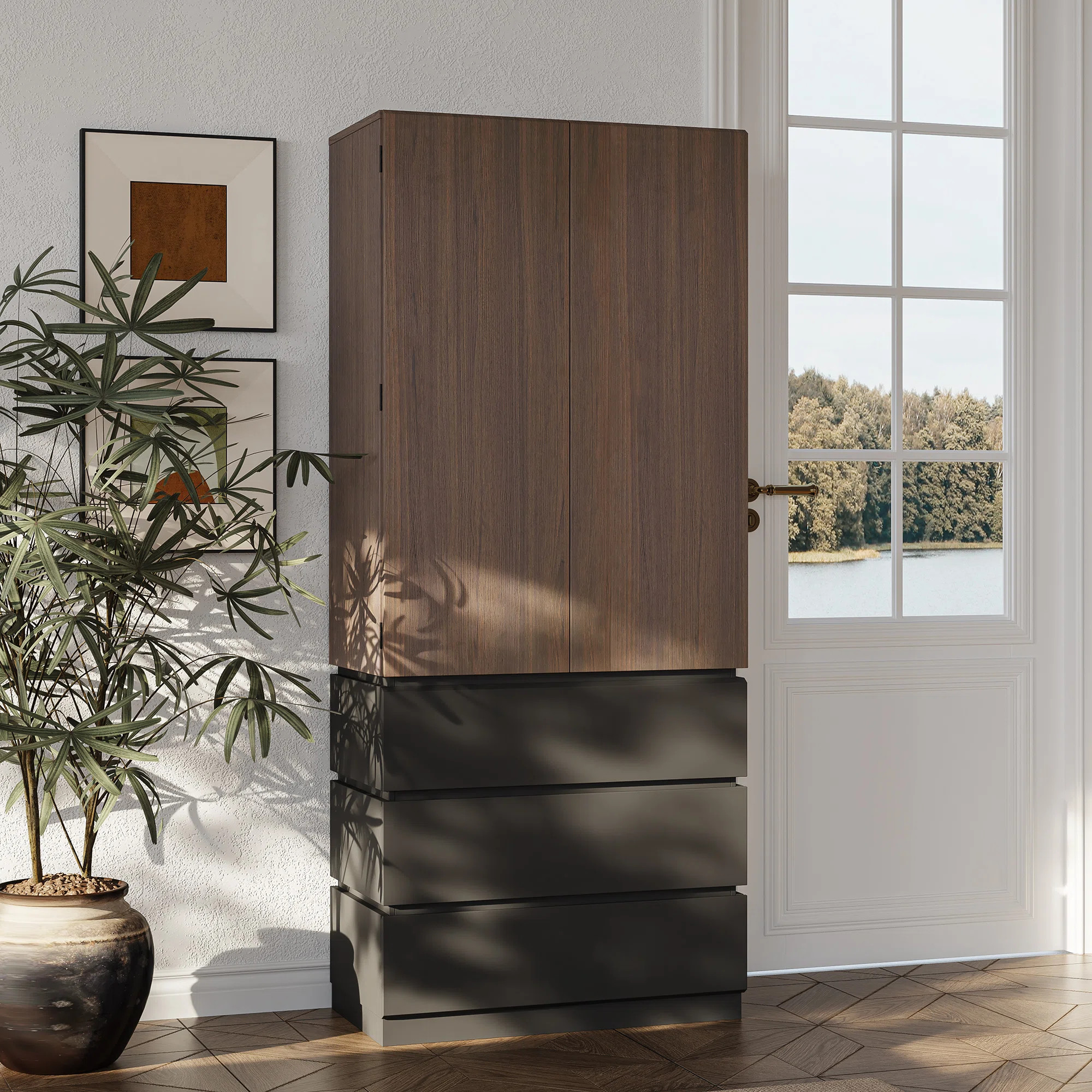 Kitchen Pantry Cabinet With 3 Drawers, Kitchen Food Storage Cabinet With 2 Shelves  & Door-mounte... | Wayfair North America