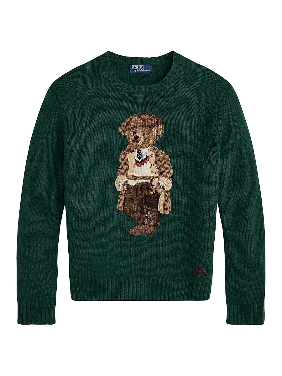 Men's Polo Bear Wool-Cashmere Crewneck Sweater - Vintage Pine Charles Bear - Size XS | Saks Fifth Avenue