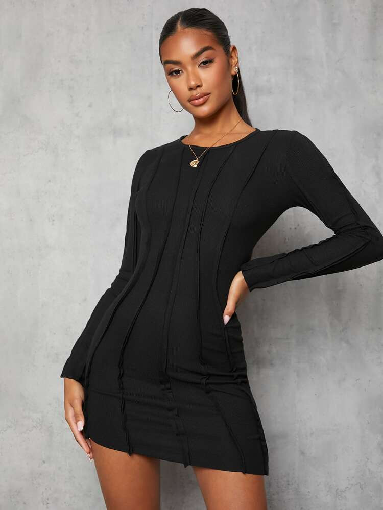 Solid Contrast Binding Bodycon Dress | SHEIN