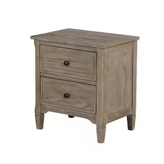Benjara 22 in. Gray 2-Drawer Wooden Nightstand BM240048 - The Home Depot | The Home Depot