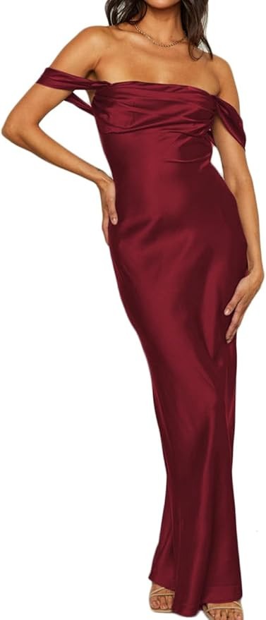 Realtix Off The Shoulder Strapless Backless Maxi Dress Bridesmaid Dresses | Amazon (US)