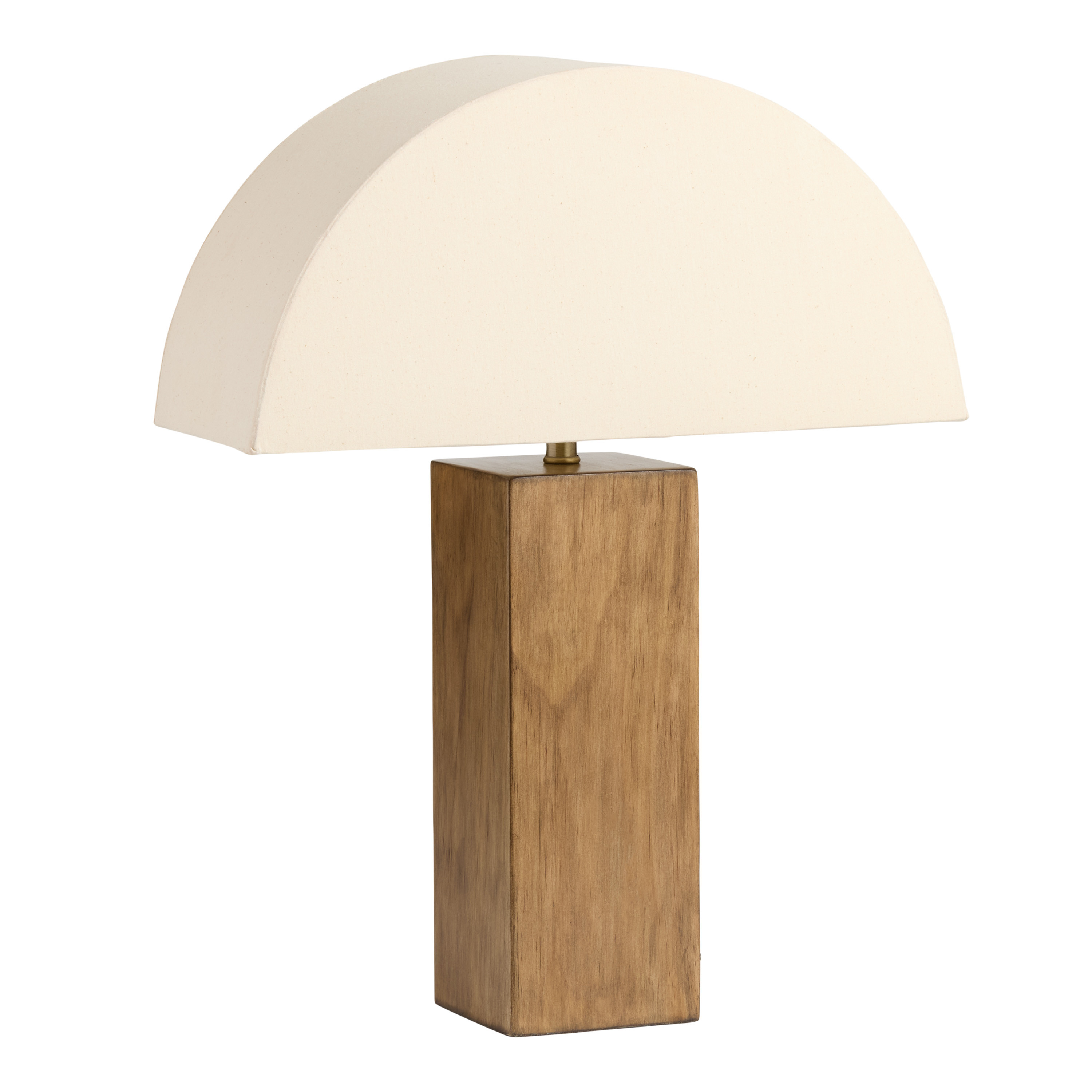 Square Walnut and White Cotton Half Moon Retro Table Lamp | World Market